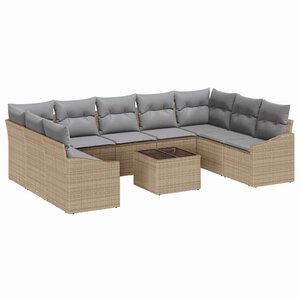 vidaXL Ensemble de canapé de jardin 9 Pièces Beige et Gris clair