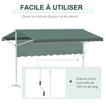 Store double pente manuel rétractable inclinaison réglable métal époxy blanc polyester imperméabilisé anti-UV vert dim. 3 95L x 2 98l x 2 55H m