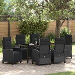 vidaXL Ensemble de salle à manger de jardin 7 pièces en osier poly noir