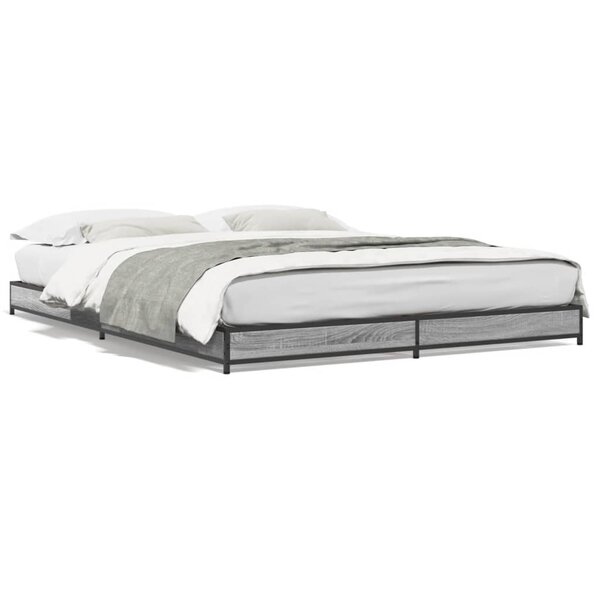 vidaXL Cadre de lit sans matelas sonoma gris 135x190 cm