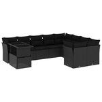 vidaXL Salon de jardin 10 Pièces avec coussins noir résine tressée