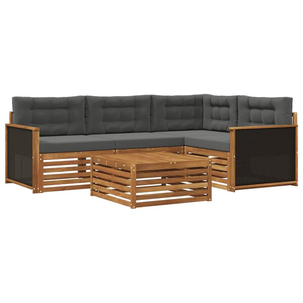 vidaXL Ensemble de canapés d'extérieur 5 pc Naturel et Anthracite
