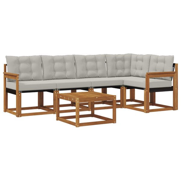 vidaXL Ensemble de canapés d'extérieur 6 pc Gris Naturel et Clair