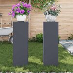 vidaXL Supports pour plantes 2 Pièces Anthracite 24 x 24 x 75 cm Acier