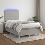 vidaXL Sommier à lattes de lit matelas LED gris clair 120x190 cm tissu