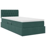 vidaXL Lit de rangement LED avec matelas Vert foncé 90 x 200 cm