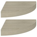 vidaXL Étagères d'angle flottantes 2 Pièces chêne 25x25x3 8 cm MDF