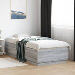 vidaXL Cadre de lit avec LED sans matelas sonoma gris 100x200 cm