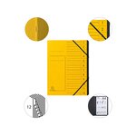 Trieur Agrafé Avec Élastiques Intérieur Noir 12 Compartiments - A4 - Jaune - Exacompta