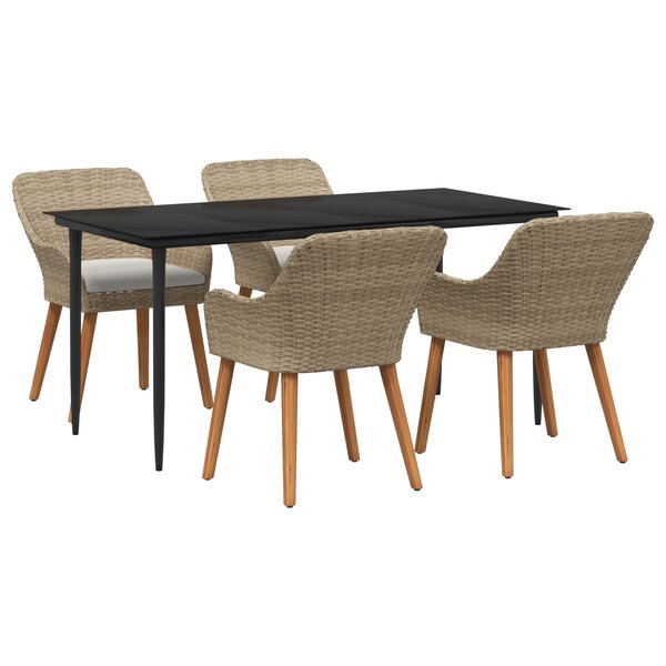 vidaXL Ensemble de salle à manger de jardin 5 pièces beige en poly rattan