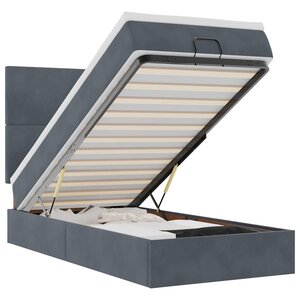 vidaXL Cadre de lit ottoman avec matelas gris foncé 140x190 cm velours