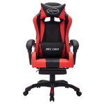 Chaise fauteuil siège pivotante de bureau informatique étude de jeux vidéo avec LED RVB et similicuir rouge 02_0024213