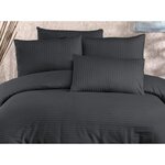 Parure de lit 70 polyester - housse de couette 220 x 240 + 2 taies d'oreiller 60 x 60 - Anthracite