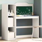 vidaXL Bureau tableau noir Blanc et Gris 120 x 45 x 118 5 cm