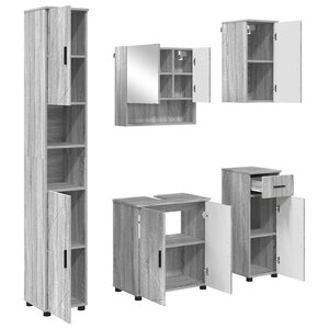 vidaXL Ensemble de mobilier de salle de bain 5 Pièces Gris Sonoma