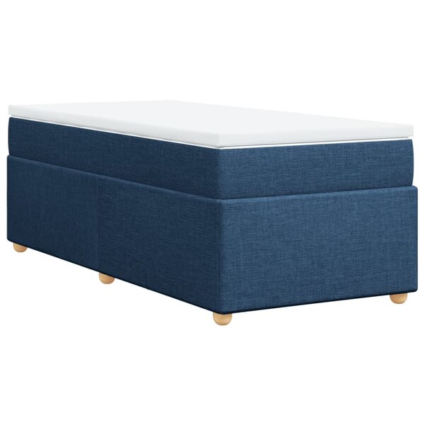 vidaXL Sommier à lattes de lit avec matelas Bleu 90x190 cm Tissu