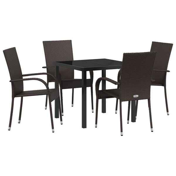 vidaXL Ensemble de salle à manger jardin 5 pièces Marron Poly Rattan