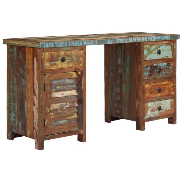vidaXL Bureau sur pieds Bois de récupération massif 140 x 50 x 77 cm