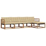 vidaXL Ensemble de canapés d'extérieur 5 pc Naturel et Beige