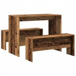 vidaXL Ensemble table à manger et bancs 3 Pièces bois d'ingénierie