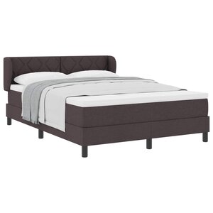 vidaXL Lit à ressorts avec matelas Marron foncé 140 x 200 cm tissu