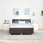 vidaXL Lit à ressort LED Marron foncé 160 x 200 cm tissu
