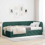 vidaXL Cadre de lit d'angle Vert foncé 90 x 200 cm Velours