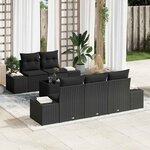 vidaXL Ensemble de canapé de jardin 6 Pièces Noir Poly rotin
