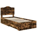 vidaXL Cadre de lit Chêne fumé 90 x 200 cm Bois d'ingénierie