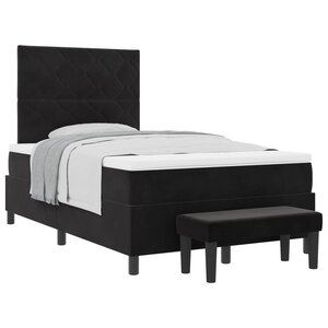 vidaXL Lit à ressorts avec matelas Noir 120 x 200 cm Velours