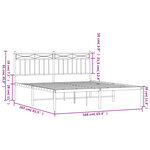 vidaXL Cadre de lit métal sans matelas et tête de lit blanc 160x200 cm