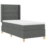 Lit Box Spring vidaXL avec Matelas et LED Gris Foncé 90x200 cm Tissu