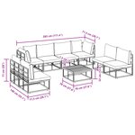 vidaXL Ensemble de canapé de jardin avec coussin 9 Pièces Noir Aluminium