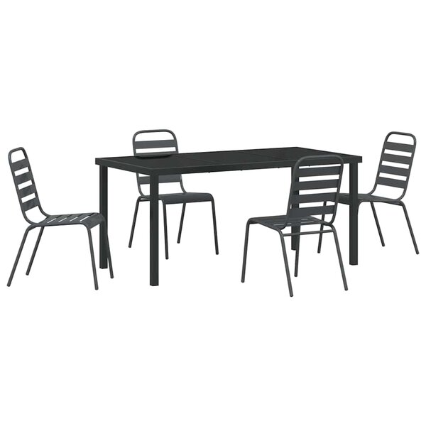 vidaXL Ensemble de salle à manger pour jardin 5 Pièces Anthracite