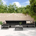 vidaXL Salon de jardin 7 Pièces avec coussins gris bois massif