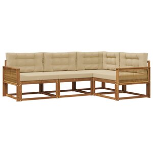 vidaXL Ensemble de canapés d'extérieur 4 pc Naturel et Beige