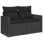 vidaXL Canapé de jardin avec coussins 2 places noir résine tressée