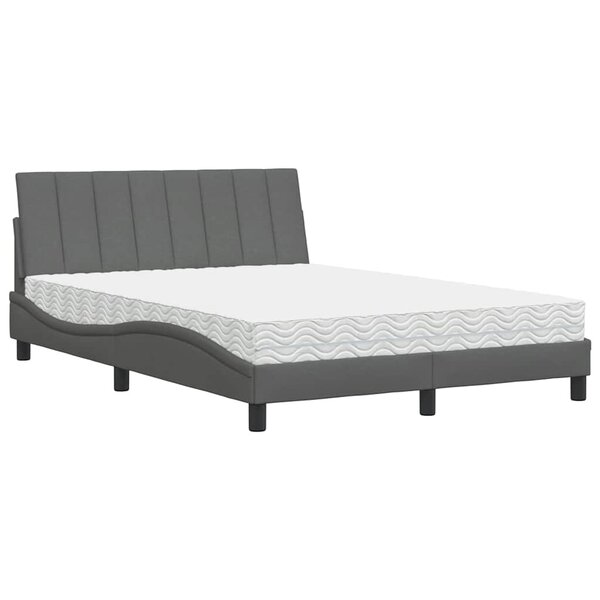 vidaXL Lit avec matelas gris foncé 140x190 cm tissu
