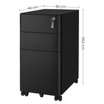Caisson de bureau placard de rangement mobile avec roulettes et serrure pour documents et dossier suspendu avec 3 tiroirs noir 12_0004826