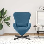 vidaXL Fauteuil œuf Bleu 63 x 73 x 90 cm Velours