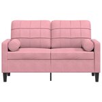 vidaXL Canapé 2 places avec oreillers décoratifs rose 120 cm velours