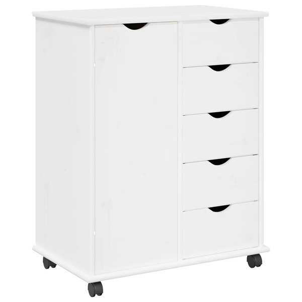 vidaXL Cabinet roulant 63 5 x 39 x 79 cm Bois de Pin Massif Blanc
