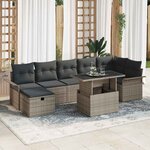 vidaXL Ensemble de canapé de jardin avec coussin 8 Pièces Gris Poly rotin
