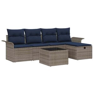 vidaXL Ensemble de canapé de jardin avec coussin 6 Pièces Poly rotin