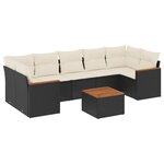 vidaXL Salon de jardin 8 Pièces avec coussins noir résine tressée