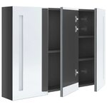 vidaXL Armoire de salle de bain à miroir LED 89x14x62 cm Gris brillant