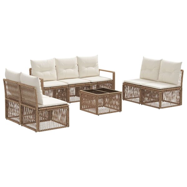 vidaXL Ensemble de canapé de jardin 8 Pièces Beige polyrotin
