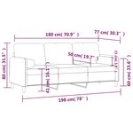 vidaXL Canapé 3 places avec oreillers décoratifs crème 180 cm velours