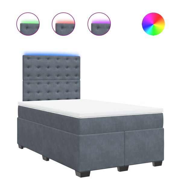 vidaXL Sommier à lattes de lit et matelas gris foncé 120x190cm velours