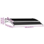 vidaXL Auvent de porte Noir 120x75 cm PC
